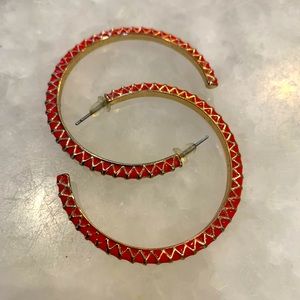 Gold Enameled Hoop Earrings